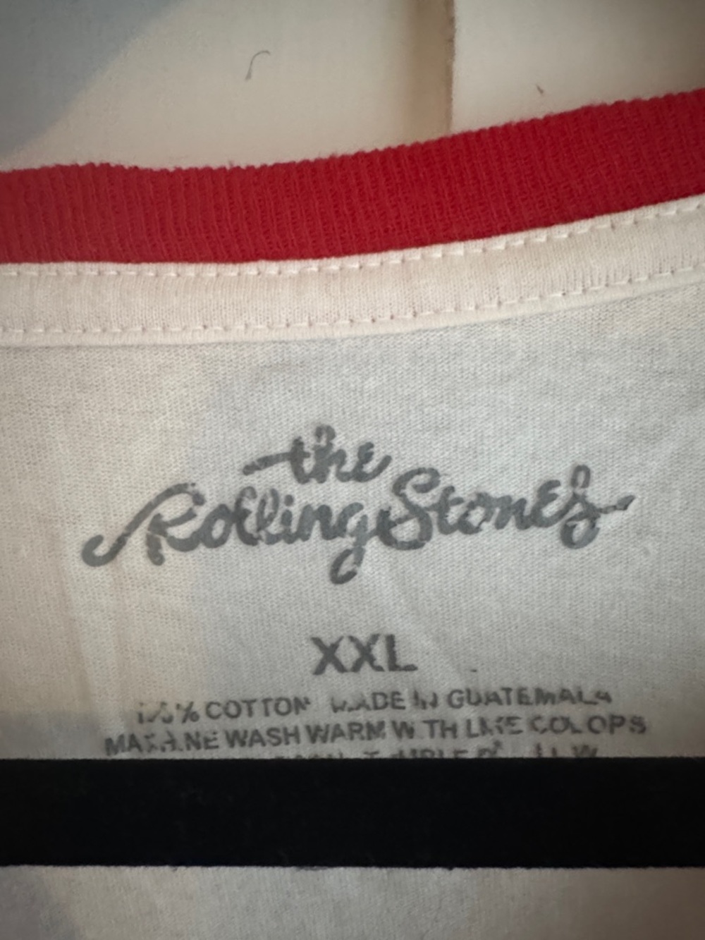 the Rolling Stones White Ringer Tee with Red Trim and Statue of Liberty Graphic - Picture 2 of 3